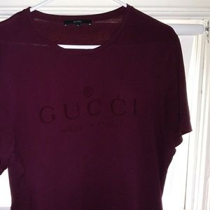 maroon gucci shirt